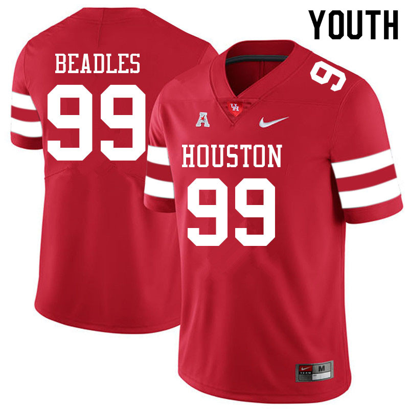 Youth #99 Justin Beadles Houston Cougars College Football Jerseys Sale-Red